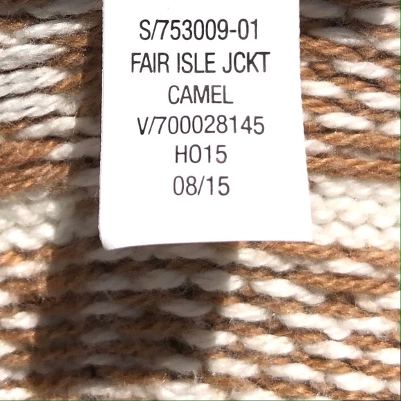 Old Navy Fair Isle Jacket Women S Cardigan Sweater Open Front Casual Camel Cream - Picture 6 of 6